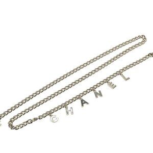 CHANEL CC Logo Charm Chain Necklace/Belt 36" Silver Tone 05V Auth w/Box #6972